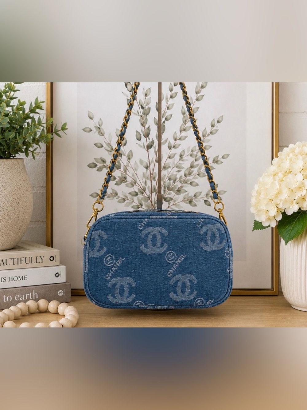 CHANEL Blue Denim CC Logo Beauty Bag GWP VIP item